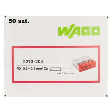 WAGO SZYBKOZŁĄCZKA 4x0,5-2,5mm2 2273-204 50 szt