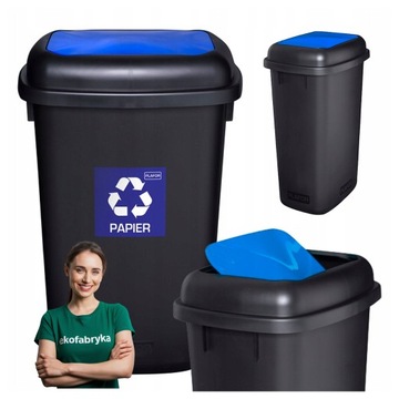 Kubeł na PAPIER śmieci z klapą uchylną duży pojemny produkt POLSKI 90L