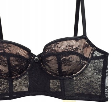 Бюстгальтер Atlantic push up, мини-корсет, черный, французское кружево, 75С