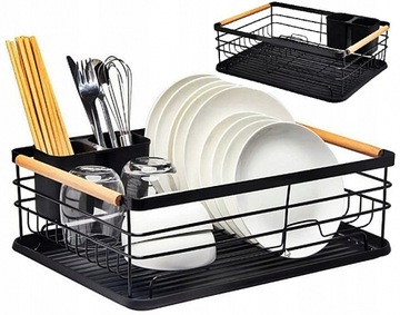 СУШИЛКА ПОСУДЫ, ПОДСТАВОЧНАЯ, ЧЕРНАЯ, БОЛЬШАЯ, XXL, ВМЕСТИМОСТЬ, МЕТАЛЛ
