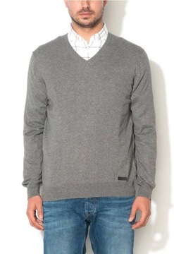Sweter PEPE JEANS męski bawełniany elegancki szary z kaszmirem r. XL
