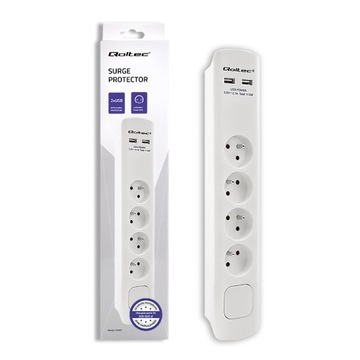 Qoltec Przedłużacz Listwa antyprzepięciowa 4 gniazda 2 x USB 1.8m