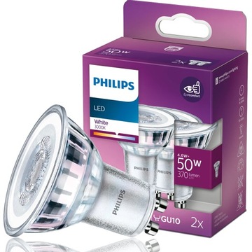 PHILIPS ZESTAW 2x Żarówka LED GU10 4,6W = 50W 3000K CIEPŁA 370lm 36° 230V