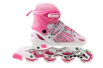РОЛИКОВЫЕ КОНЬКИ РЕГУЛИРУЕМЫЕ РОЛИКОВЫЕ КОНЬКИ РОЗОВЫЕ КОЛЕСА 30-33 LED