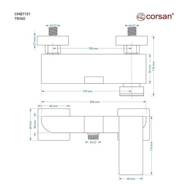 Bateria prysznicowa Corsan CMB7151CH Trino