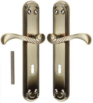 KLAMKA DRZWIOWA 90 mm KLUCZ PATYNA CASABLANCA