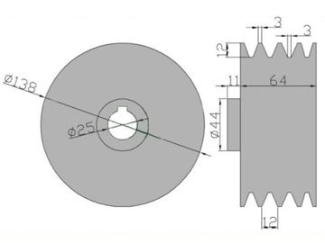 Малый шкив для 4 ремней, роторная косилка, 1,65 м 5036010250