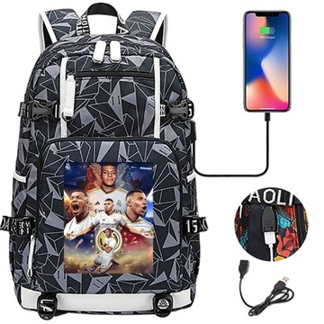 НОВЫЙ РЮКЗАК А4 2024 ГОДА REAL MADRID Mbappé ВОДОНЕПРОНИЦАЕМЫЙ USB-ДИЗАЙН