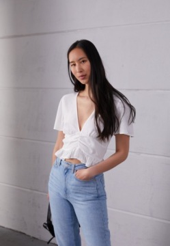 Блузка с драпировкой, белый /НА-КД/40/L