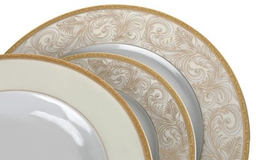 Komplet talerzy 6/18 Markiza złote eleganckie