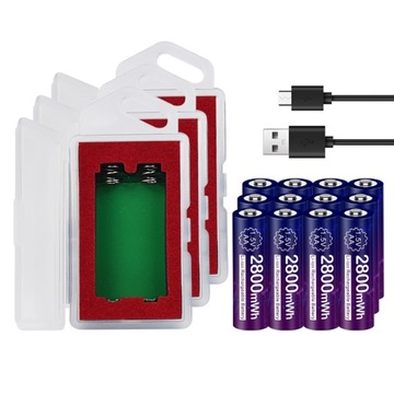 12 sztuk 1,5 V AA Li-ion Akumulator litowo-jonowy AA + 3 ładowarki