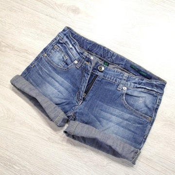 BENETTON _ CUDOWNE JEANSOWE SPODENKI Z LOGO _ S/M