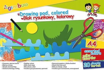 BLOK RYSUNKOWY KOLOROWY A4/20k. 9 kolor 70g GIMBOO