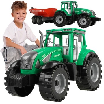 TRAKTOR ROLNICZY ciągnik AUTO + Przyczepa NAPĘD FRAKCYJNY ZESTAW FARMERA