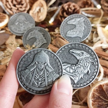 CZTEREJ JEŹDŹCY APOKALIPSY ZESTAW 12 METALOWYCH MONET LARP RPG