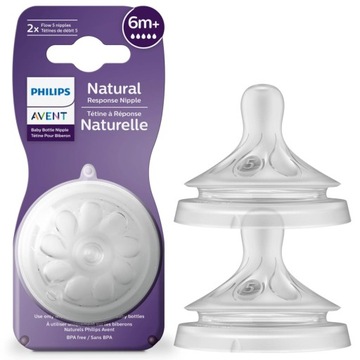 Smoczek Avent do butelki szeroki szybki Philips Natural Response 6+ 2pak