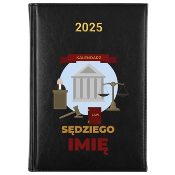 Kalendarz Czarny A5 2025 Notes Organizer KALENDARZ SĘDZIEGO *IMIĘ* Wz