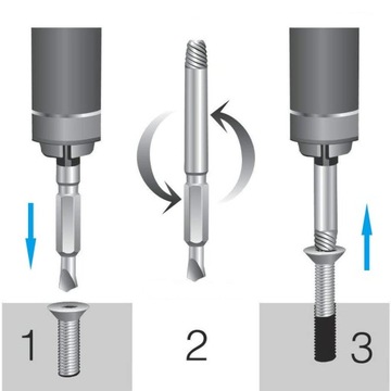 ЭКСТРАКТОРЫ ДЛЯ СЛОМАННЫХ ВИНТОВ НАБОР ИЗ 6 ШТ.