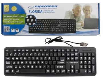 Klawiatura dla niedowidzących słabo widzących seniora osób starszych USB PC
