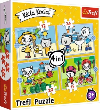 Puzzle 4w1. 12, 15, 20, 24 elementy. Dzień Kici Koci