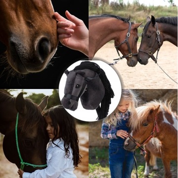 Голова лошади с гривой HOBBY HORSE ЧЕРНАЯ лошадь на палке реалистичная НАТУРАЛЬНАЯ