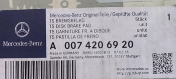 ТОРМОЗНЫЕ КОЛОДКИ ПЕРЕДНИЕ MERCEDES S-CLASS W221 A0074206920