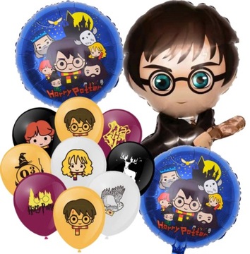 Balony foliowe lateksowe HARRY POTTER Hogwart zestaw urodziny mix 19 szt.