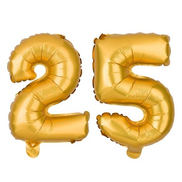DUŻY Balon Foliowy Cyfra 25 złoty 100 cm Urodziny