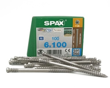 Wkręt tarasowy SPAX 6x100 A4 kwasoodporny 100szt