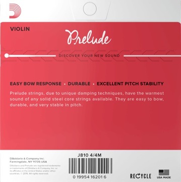 Струны для скрипки Prelude D'Addario J810 M 4/4