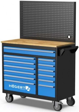 Шкаф для мастерской с настенной панелью, 13 ящиков, Hoegert Technik