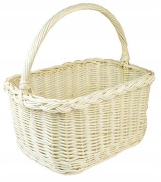 Wiklinowy koszyk NA WÓDKĘ ŚLUB WESELE PREZENT biały/ecru