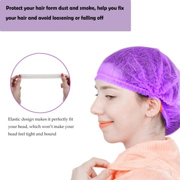 100 шт. одноразовые шапки для кухни и ресторана фиолетового цвета