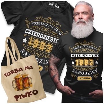 KOSZULKA MĘSKA NA 20 30 40 50 URODZINY PREZENT TORBA PUDEŁKO GRATIS ZESTAW