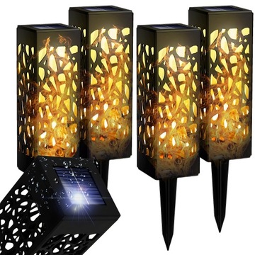 4X MOCNA LAMPA SOLARNA LED OGRODOWA AŻUROWA WBIJANA XXL