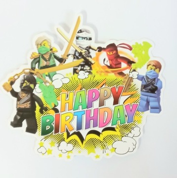 ZESTAW DEKORACJI NA URODZINY HAPPY BIRTHDAY NINJAGO BALONY OBRUS TOPPERY