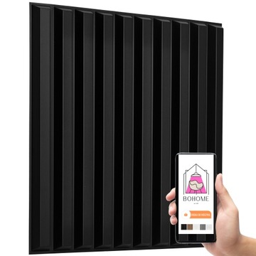 PANELE Dekoracyjne 3D Ścienne KASETON CZARNY 50x50 Twardy BoHome LAMELA