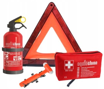 KOMPLET APTECZKA GAŚNICA TRÓJKĄT MŁOTEK ZESTAW