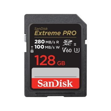 Карта памяти SD SanDisk EXTREME PRO 128 ГБ, 280 МБ/с.