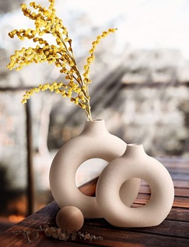 КЕРАМИЧЕСКАЯ КРУГЛАЯ ВАЗА ДЛЯ ПОНЧИКОВ, БЕЛАЯ, СТРУКТУРА С ОТВЕРСТИЕМ ДЛЯ ПАМПАС 23