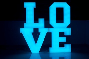 Kolorowe LOVE 3D LED RGB świecące bokami WESELE 60
