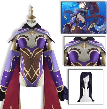 Genshin Impact Astrolog Mona Cosplay Kostium PERUKA HALLOWEEN ŚWIĘTA, S