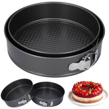 TORTOWNICA OKRĄGŁA BLACHA DO PIECZENIA x2 BISZKOPT STAL WĘGLOWA 24CM 26CM