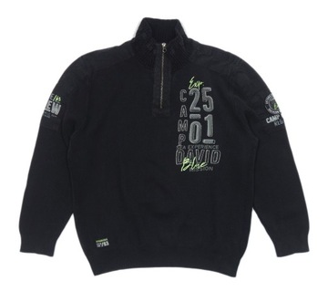 CAMP DAVID Męski Czarny Sweter Half Zip Logo Napisy r. XXL / XXXL