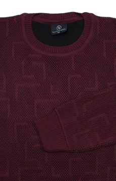 Бордовый шерстяной свитер с U-образным вырезом VIP STENDO 3XL