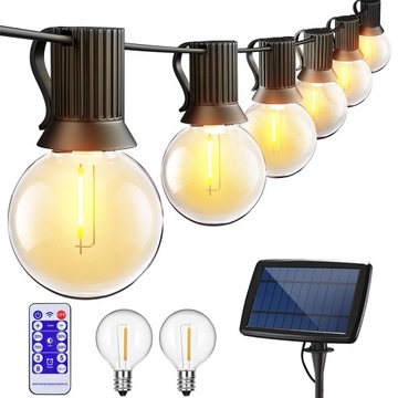 GIRLANDA SOLARNA OGRODOWA 27X 3W WYSOKA JASNOŚĆ LED 7.6M IP65 Z PILOTEM