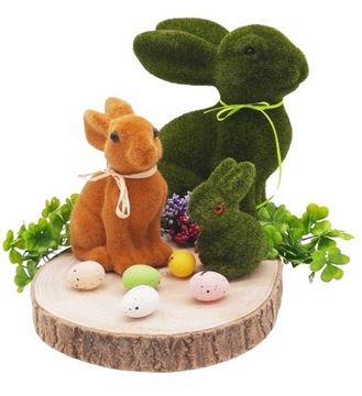 DUŻY FLOKOWANY ZAJĄC FIGURKA NA WIELKANOC 26cm