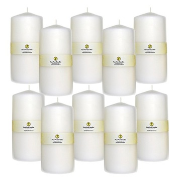 10x ŚWIECA WALEC 6,5 X 12 cm biały ŚWIECZKA