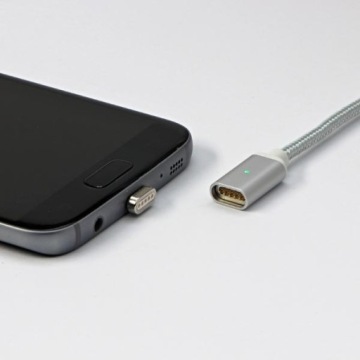 USB-кабель (2.0), USB A M - магнитный наконечник, 1м, серебристый