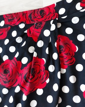 Belle Pogue spódnica czarna w róże i grochy 42 XL